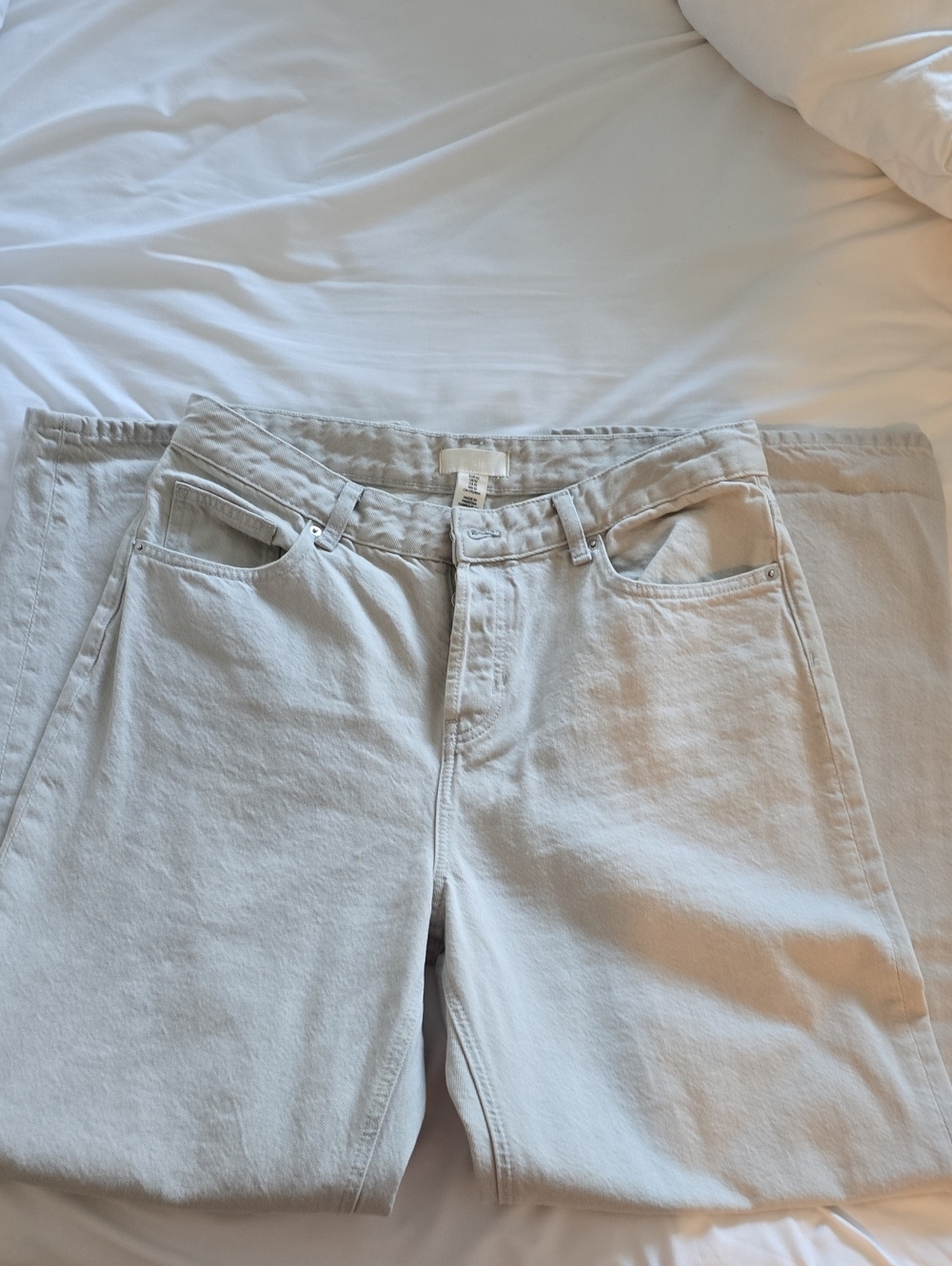 H&M Light Grey Wide Leg High Waisted Jeans
